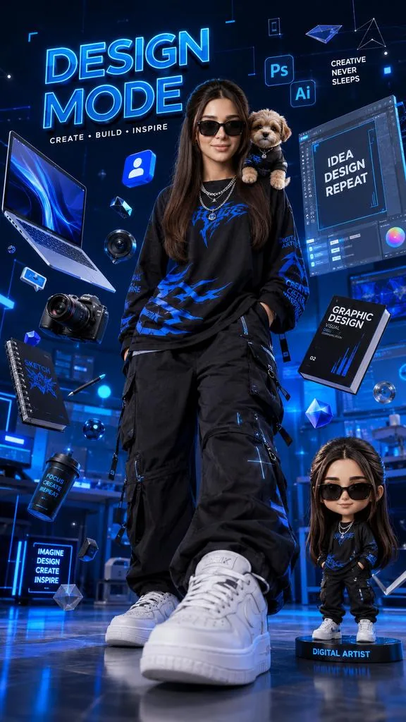 <role>Expert 3D poster artist</role> <context>Futuristic blue...