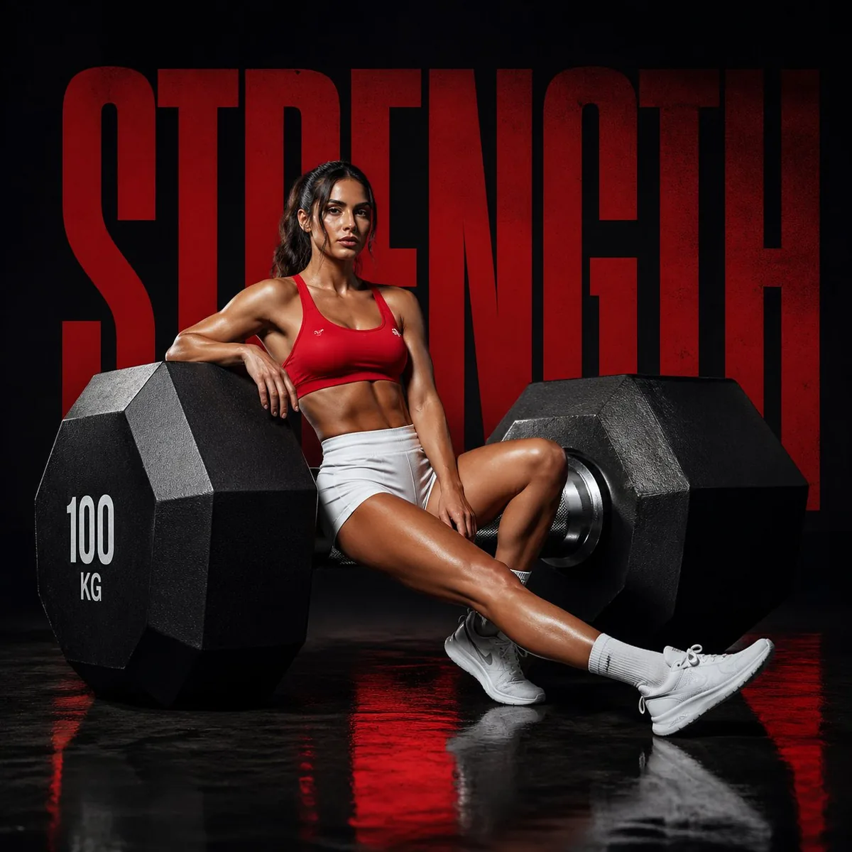 <role>Professional fitness campaign art director</role><context>1:1 square...