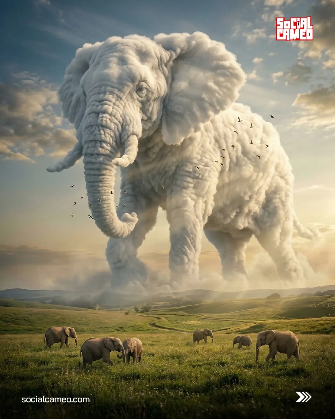 Hyper-realistic photography of massive volumetric clouds...