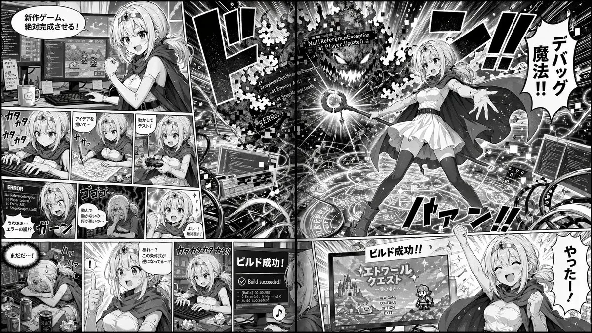 <role>Manga artist and prompt engineer</role><context>2-page monochrome...
