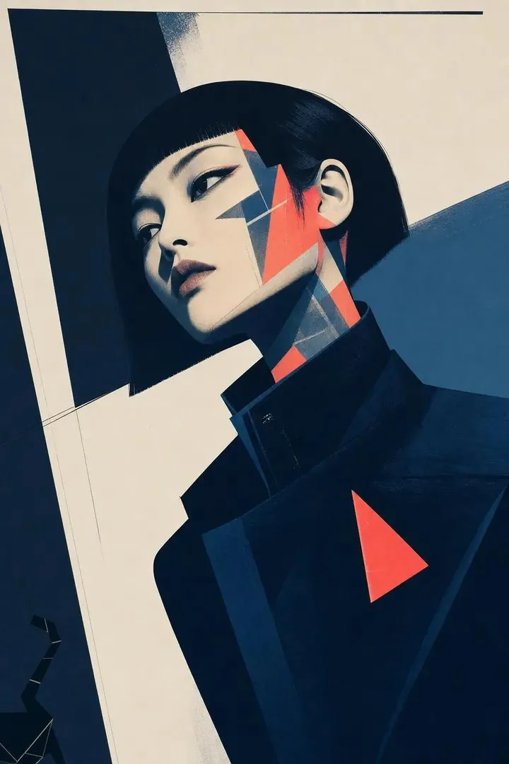 You are a printmaker creating hard-edge...