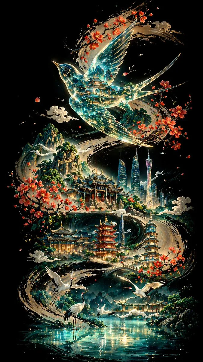 <role>Expert visual artist</role> <context>Guangzhou cultural landmarks,...