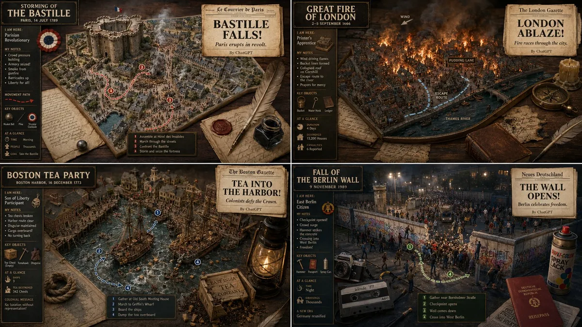 <role>Professional historical visualization designer</role> <instructions>Create a...