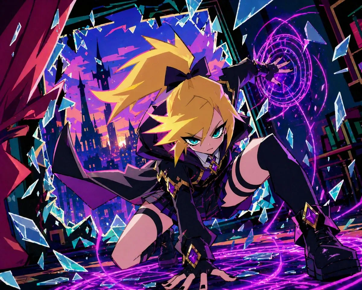 <role>Expert anime illustrator</role><instructions>Create a dynamic anime...
