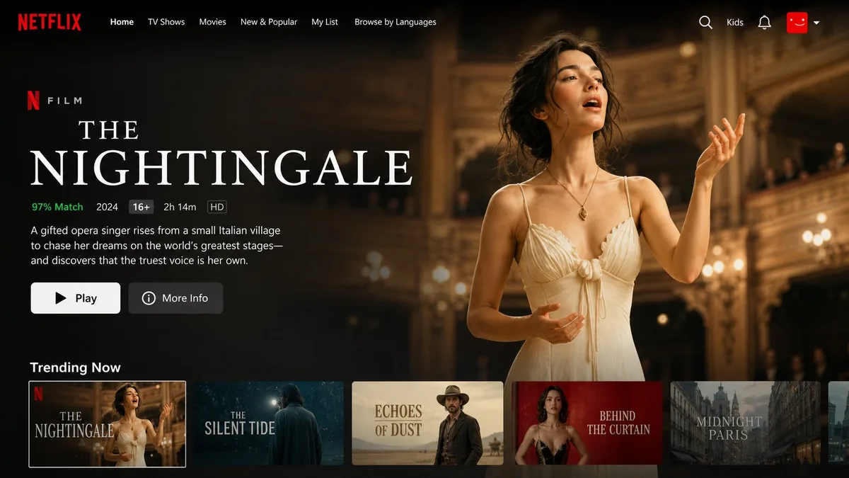 <role>Expert UI designer</role> <instructions>Create a Netflix...