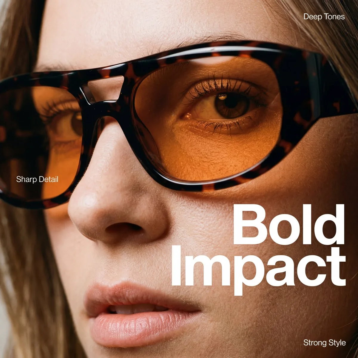 An extreme close-up, high-fashion editorial portrait...