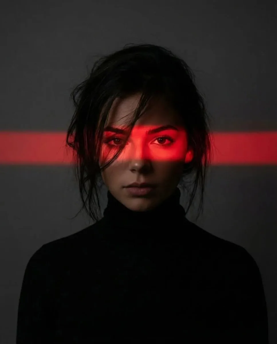 Cinematic studio portrait of a young...