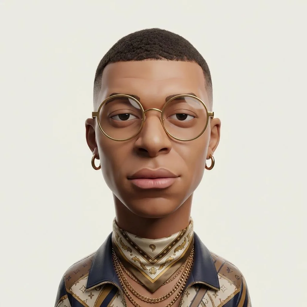 Create an exaggerated stylized 3D caricature...